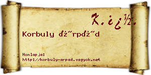 Korbuly Árpád névjegykártya