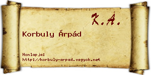 Korbuly Árpád névjegykártya