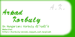 arpad korbuly business card